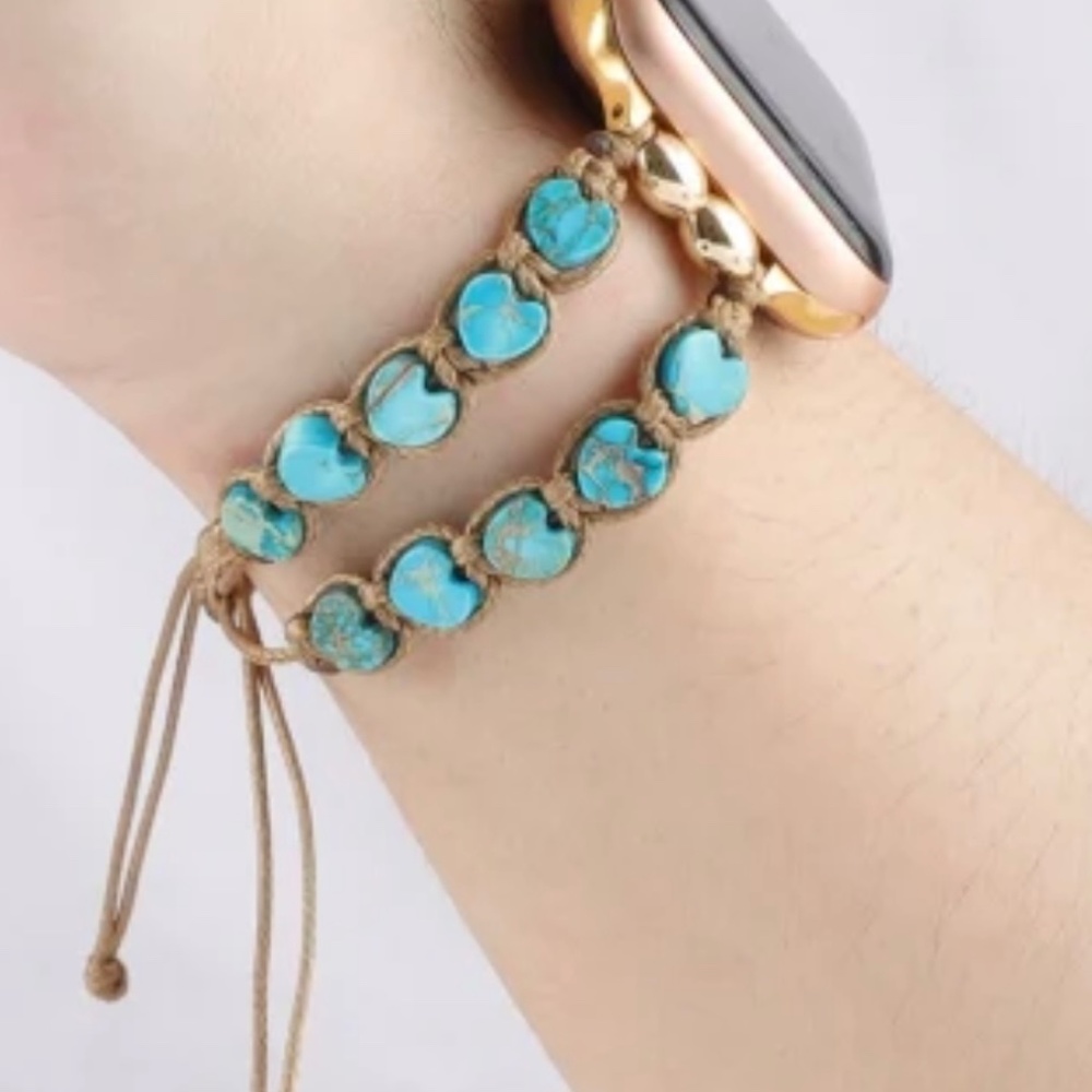 Turquoise Heart Shape Stones Watch Band for Apple Watch